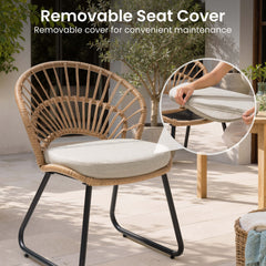Boho Wicker Outdoor Accent Chair with Cushion