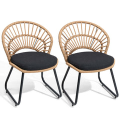 Boho Wicker Outdoor Accent Chair with Cushion