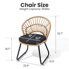 Boho Wicker Outdoor Accent Chair with Cushion