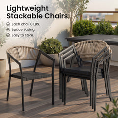 Aluminum Dining Set with Umbrella Hole & Chairs