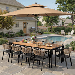 Aluminum Outdoor Stackable Dining Chairs with Woven Rope Back