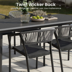 Aluminum Dining Set with Umbrella Hole & Chairs