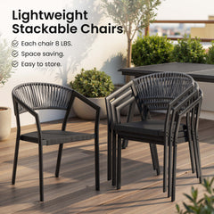 Aluminum Dining Set with Umbrella Hole & Chairs