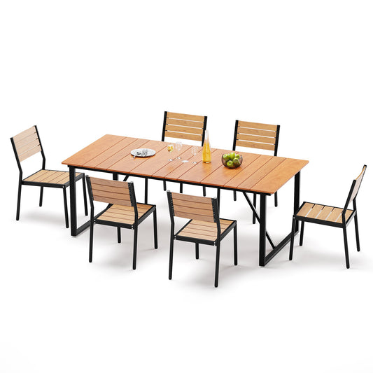 Crestlive Products 7-Piece Outdoor Dining Set with Umbrella Hole, All-Weather Aluminum for 6