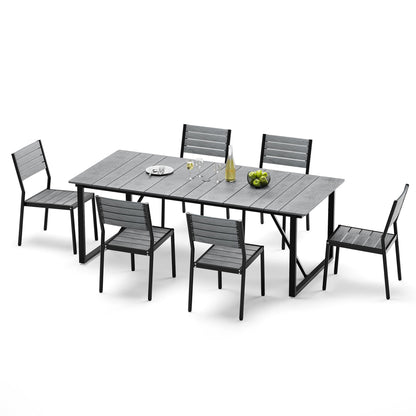 Crestlive Products 7-Piece Outdoor Dining Set with Umbrella Hole, All-Weather Aluminum for 6