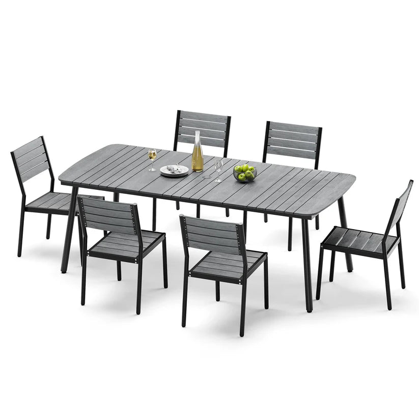 Crestlive Products 7/9-Piece Outdoor Aluminum Patio Dining Set with Umbrella Hole Table and Stackable Chairs