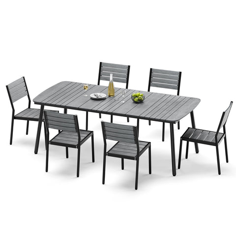 Crestlive Products 7/9-Piece Outdoor Aluminum Patio Dining Set with Umbrella Hole Table and Stackable Chairs