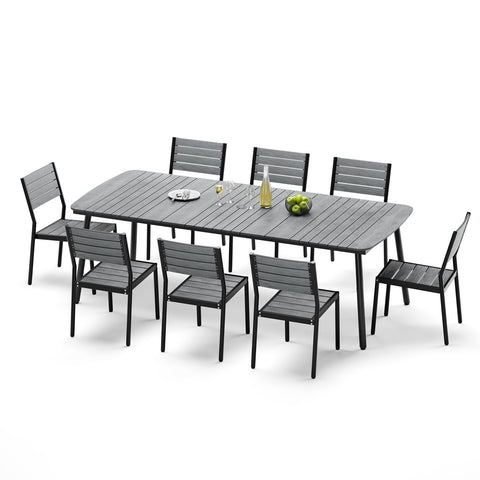 Crestlive Products 7/9-Piece Outdoor Aluminum Patio Dining Set with Umbrella Hole Table and Stackable Chairs