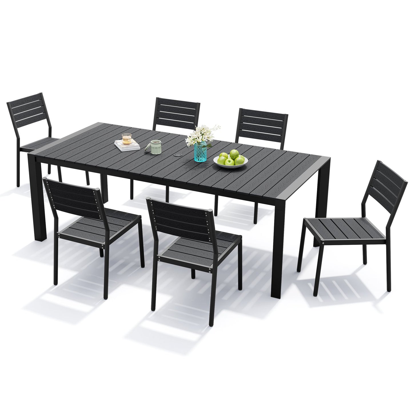 Crestlive Products Outdoor Patio Aluminum Dining Table with Stackable Chairs