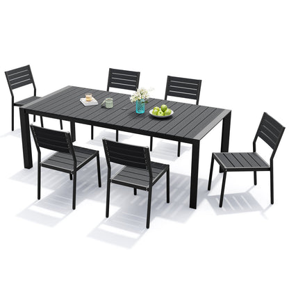 Crestlive Products Outdoor Patio Aluminum Dining Table with Stackable Chairs