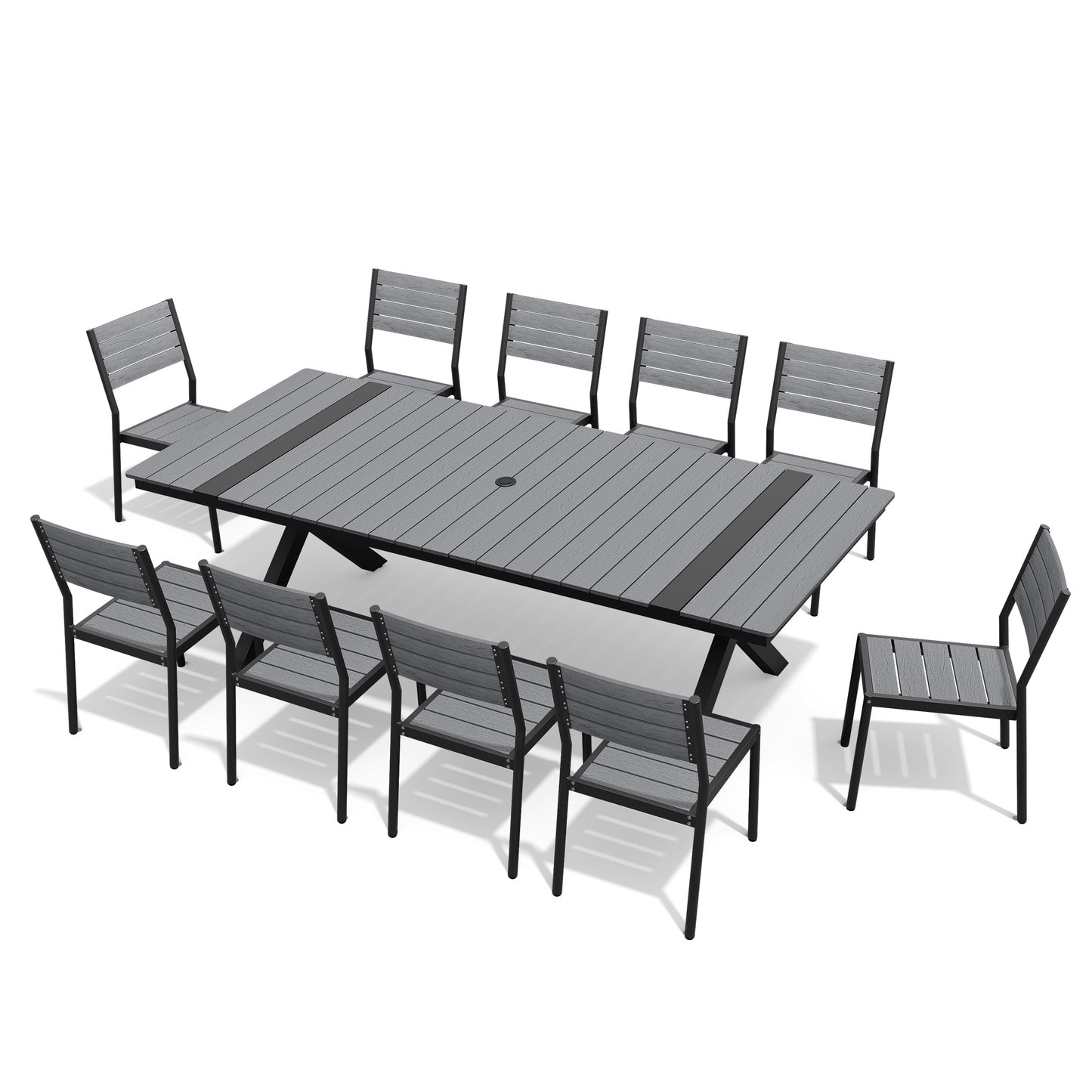 Crestlive Products Aluminum Outdoor Dining Set with Rectangular Table and Stackable Chairs