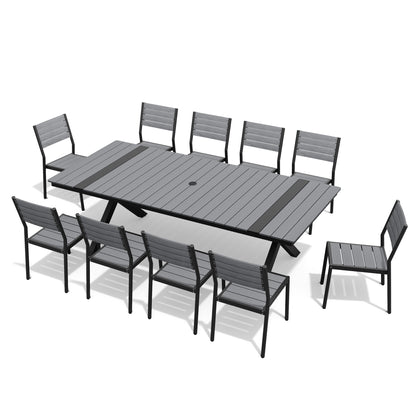 Crestlive Products Aluminum Outdoor Dining Set with Rectangular Table and Stackable Chairs