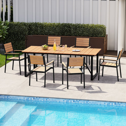 Crestlive Products 7-Piece Outdoor Dining Set with Umbrella Hole, All-Weather Aluminum for 6