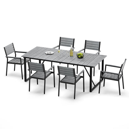 Crestlive Products 7-Piece Outdoor Dining Set with Umbrella Hole, All-Weather Aluminum for 6