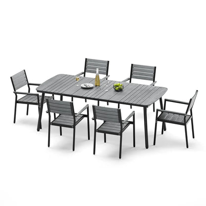 Crestlive Products 7/9-Piece Outdoor Aluminum Patio Dining Set with Umbrella Hole Table and Stackable Chairs