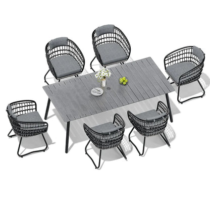 Crestlive Products 7/9-Piece Aluminum Outdoor Patio Dining Set with Table and PE Rattan Chairs
