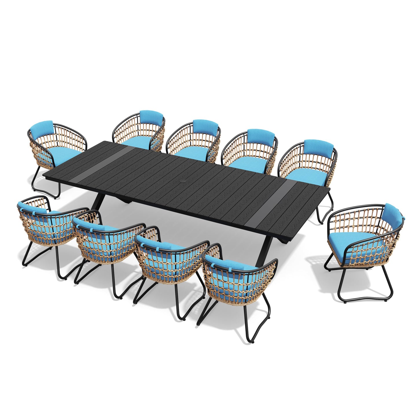 Crestlive Products Outdoor Dining Set Aluminum Table with Cushioned PE Rattan Chairs
