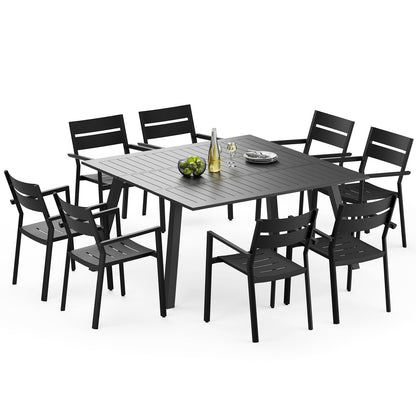 Crestlive Products Aluminum Extension Dining Table with Stackable Arm Chairs Outdoor Set