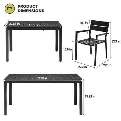 Crestlive Products 7-Piece Outdoor Patio Dining Set with Aluminum Stackable Chairs and Expandable Table