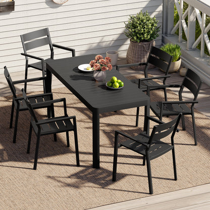 Crestlive Products 7-Piece Outdoor Patio Dining Set with Aluminum Stackable Chairs and Expandable Table