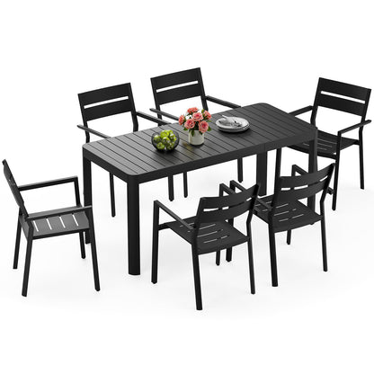 Crestlive Products 7-Piece Outdoor Patio Dining Set with Aluminum Stackable Chairs and Expandable Table