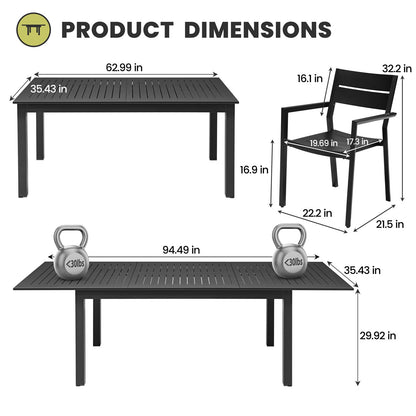 Crestlive Products 9-Piece Outdoor Aluminum Patio Dining Set with Expandable Table and Stackable Chairs