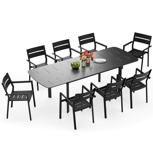 Crestlive Products 9-Piece Extendable Patio Rectangular Outdoor Dining Set with Chairs