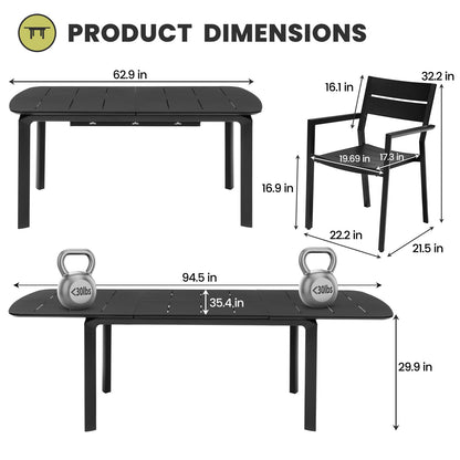 Crestlive Products 9-Piece Extendable Patio Rectangular Outdoor Dining Set with Chairs