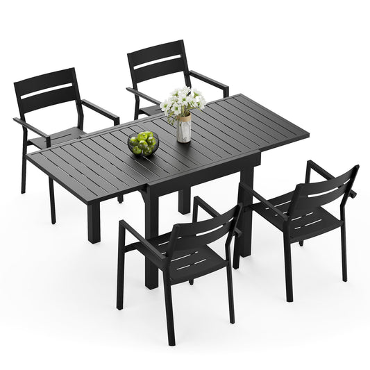 Crestlive Products Modern Aluminum Outdoor Dining Set with Expandable Patio Table and Arm Chairs