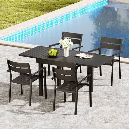 Crestlive Products Modern Aluminum Outdoor Dining Set with Expandable Patio Table and Arm Chairs