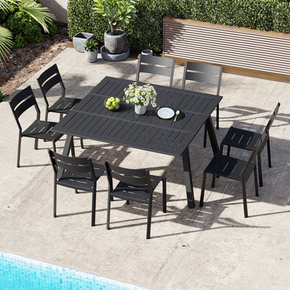 Crestlive Products Expandable Aluminum Patio Dining Set with Folding Extension Table and Chairs