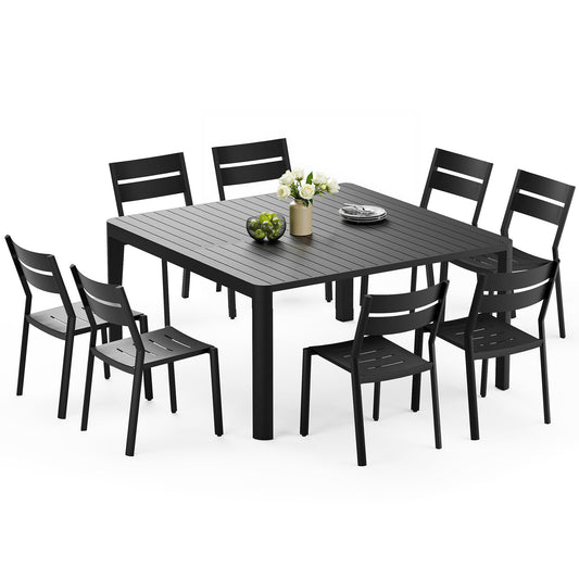 Crestlive Products Outdoor Dining Set with Aluminum Extension Table and Stackable Chairs
