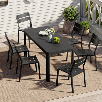 Crestlive Products Expandable Aluminum Patio Dining Table Set with Stackable Chairs