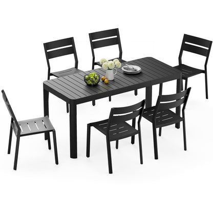 Crestlive Products Expandable Aluminum Patio Dining Table Set with Stackable Chairs
