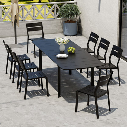 Crestlive Products Aluminum Outdoor Dining Set with 94.5 in. Extension and Stackable Chairs