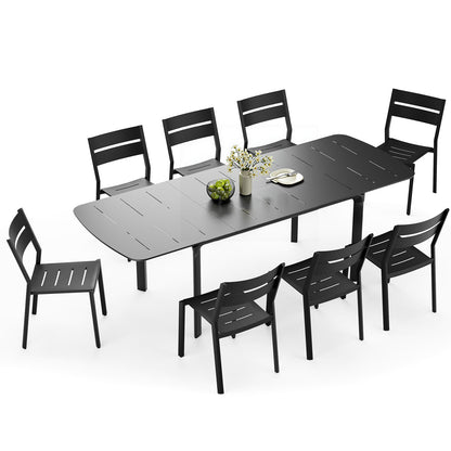 Crestlive Products Aluminum Outdoor Dining Set with 94.5 in. Extension and Stackable Chairs