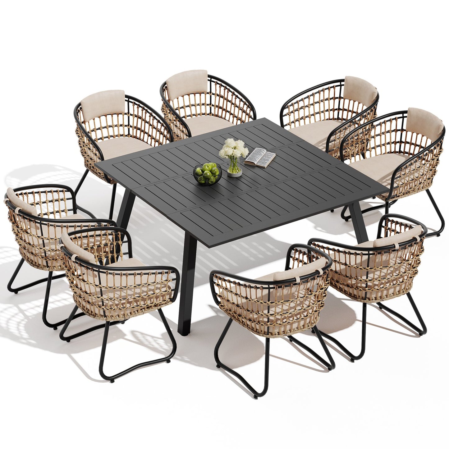 Crestlive Products Expandable Aluminum Patio Dining Set with Folding Extension Table and Chairs