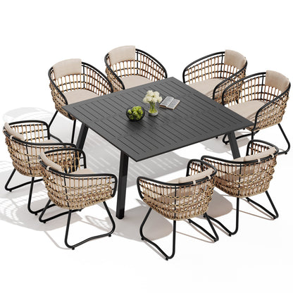 Crestlive Products Expandable Aluminum Patio Dining Set with Folding Extension Table and Chairs