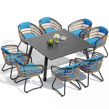 Crestlive Products Expandable Aluminum Patio Dining Set with Folding Extension Table and Chairs