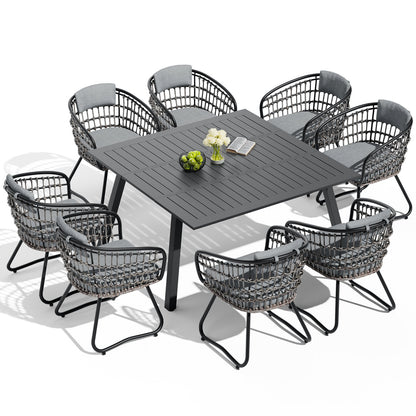 Crestlive Products Expandable Aluminum Patio Dining Set with Folding Extension Table and Chairs