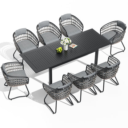 Crestlive Products Extending Rectangular Outdoor Dining Set with PE Rattan Chairs