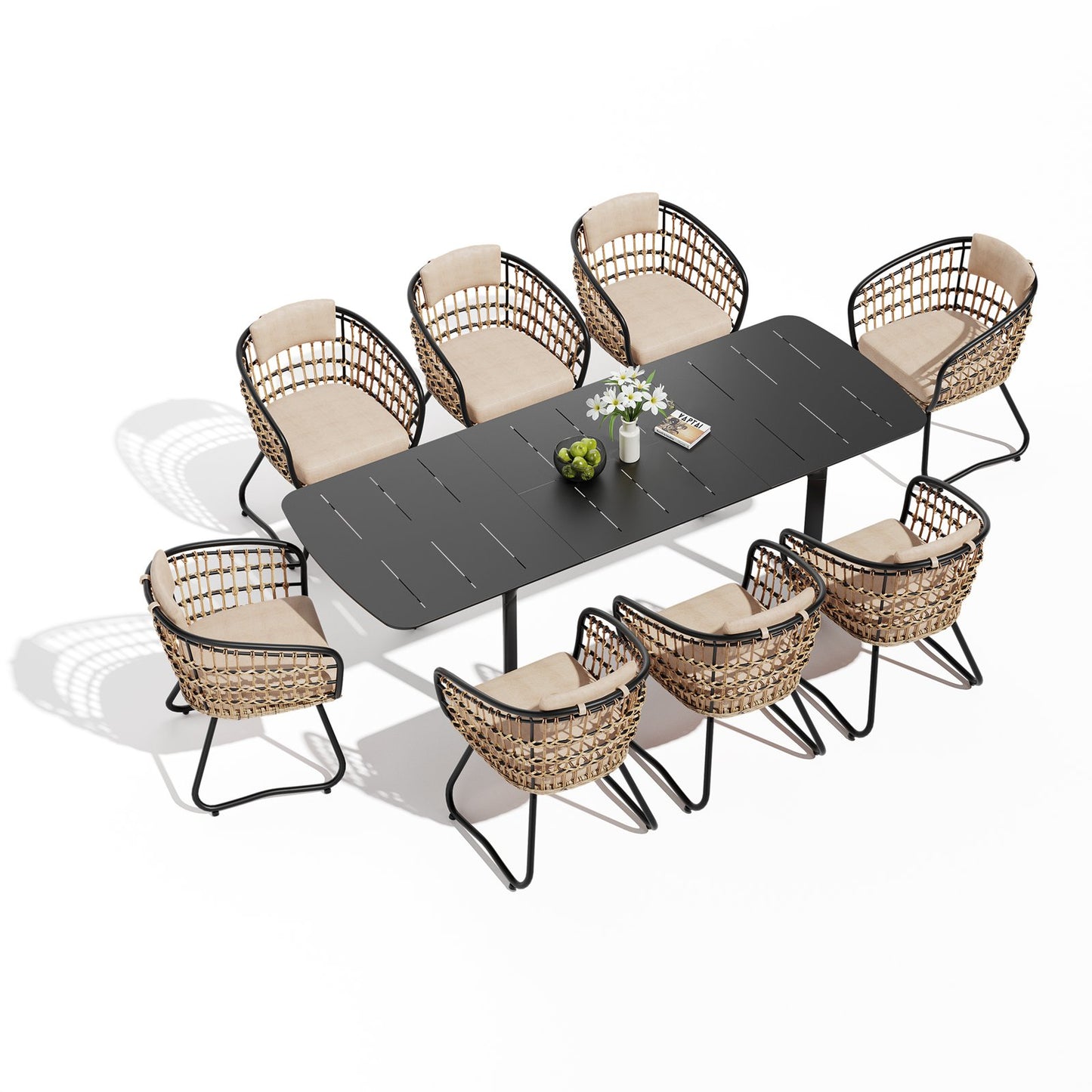 Crestlive Products Expandable Rectangular Patio Dining Table Set with Chairs