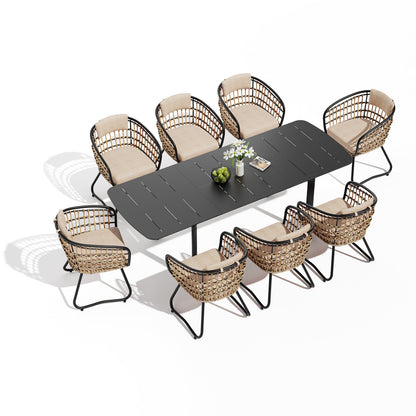 Crestlive Products Expandable Rectangular Patio Dining Table Set with Chairs
