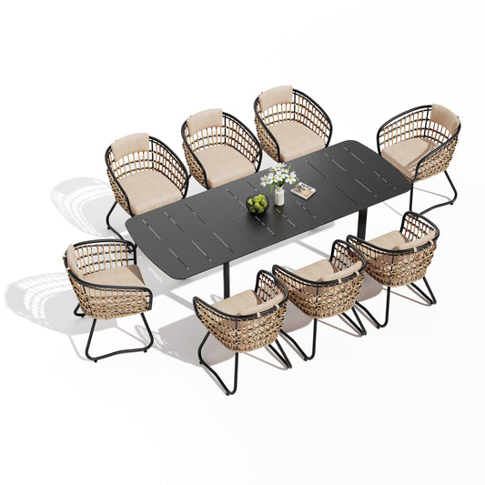 Crestlive Products Expandable Rectangular Patio Dining Table Set with Chairs
