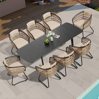 Crestlive Products Expandable Rectangular Patio Dining Table Set with Chairs