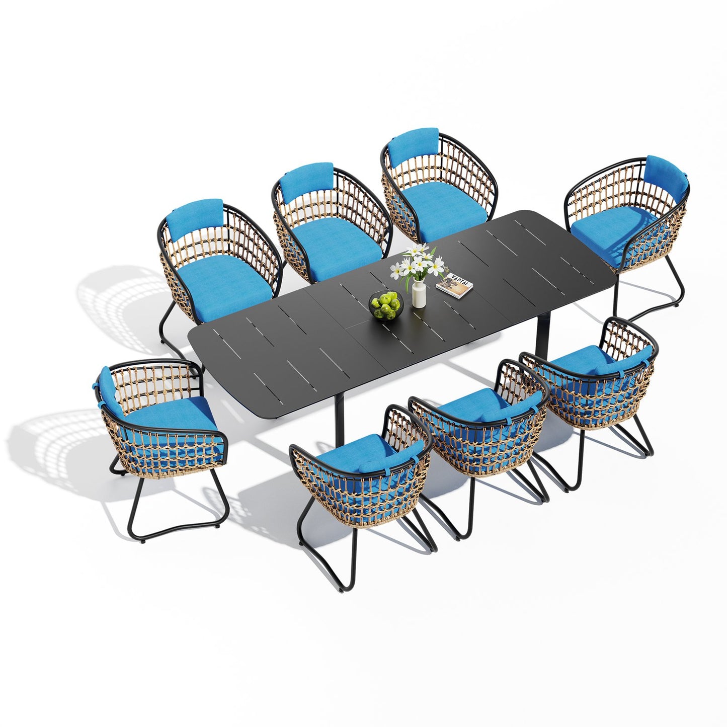 Crestlive Products Expandable Rectangular Patio Dining Table Set with Chairs