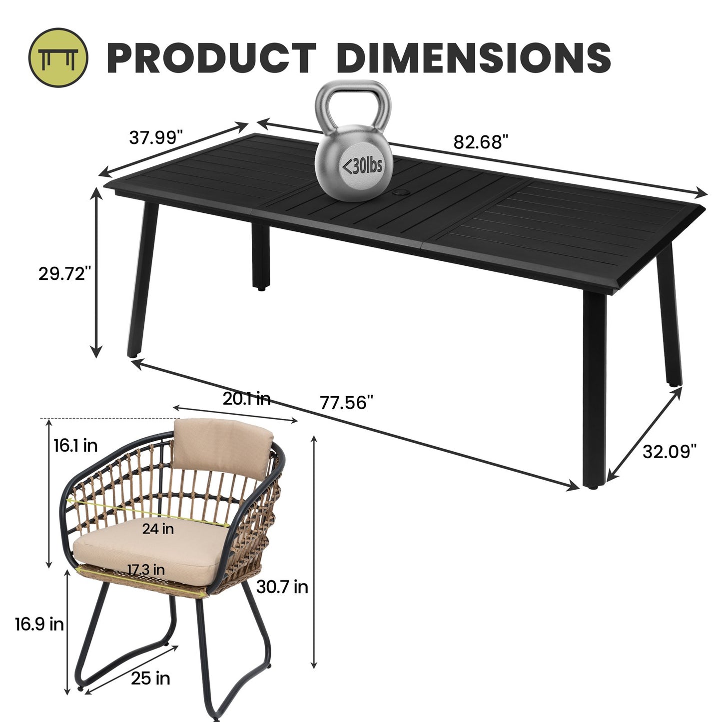 Crestlive Products 7/9-Piece Outdoor Aluminum Dining Set with Umbrella Hole and PE Rattan Chairs