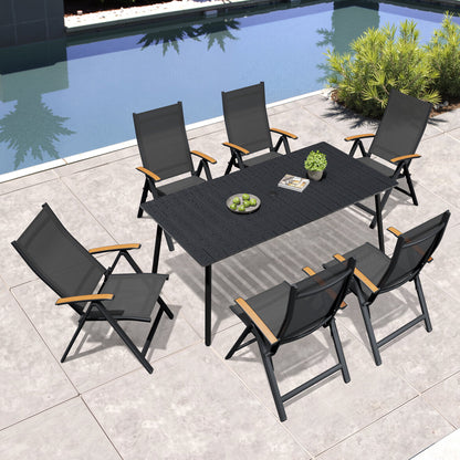 Crestlive Products Outdoor Patio Dining Set with Rectangular Table and Folding Chairs