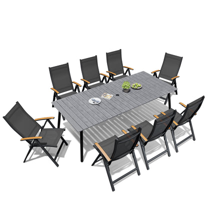 Crestlive Products Outdoor Patio Dining Set with Rectangular Table and Folding Chairs