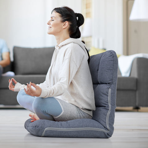 Crestlive Products Linen Adjustable Folding Floor Chair with Padded Cushion